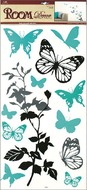 Wall Sticker 69x32 cm, black-grey&Butterflies