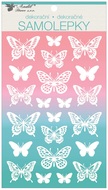 Stickers 14 x 24 cm, White w/Glitters Butterflies