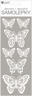 Stickers 11 x 30 cm, White w/Glitters Butterflies