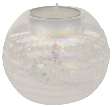 Glass Candle Holder with Glitter 8 cm 