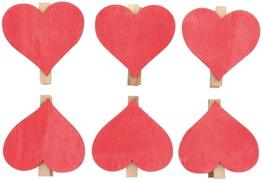Wooden Hearts on wooden peg 6 cm 6 pcs