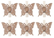 Wooden Butterflies on Peg 6 cm, 6 pcs 