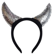 Headband with Devil Horns (Silver glittering)