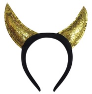 Headband with Devil Horns (Gold glittering)