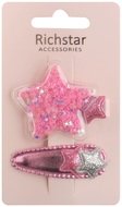 Hair Clips Pink Stars with Glitter 2 pcs