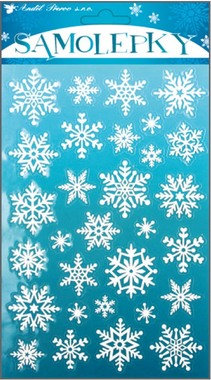 Sticker w/Snow Effect and Glitter 21x14 cm,Snowflakes