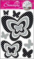 Wall Sticker 50x32 cm, Butterflies w/Silver glitter dotts