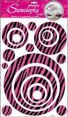 Wall Sticker 50x32 cm, Circles w/Pink Glitter Stripes