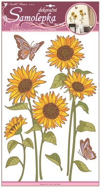 Wall Sticker 50x32 cm, Sunflowers&Butterflies with Glitter