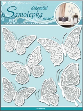 Wall Sticker 30,5x30,5 cm, Butterflies w/Lace wings