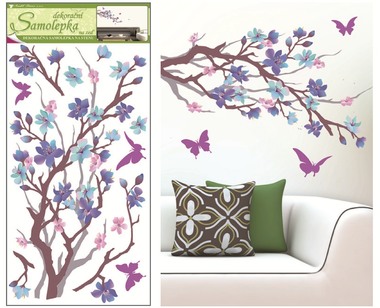 Wall Sticker 60x32 cm, Purple-Violet Twig