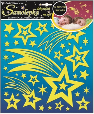 Wall Sticker Glow in the Dark 31x29 cm, Shooting Star and Stars