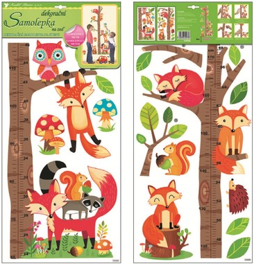 Wall Sticker Growth Chart 120x32 cm, Forest Animals