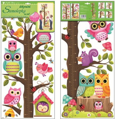 Wall Sticker Growth Chart 120x32 cm, Owls