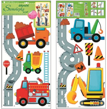 Wall Sticker Growth Chart 120x32 cm, Road and Cars