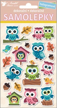 Stickers, Holographic Owls 19x10 cm