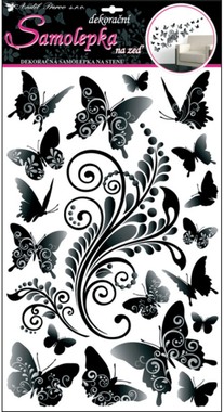 Wall Sticker 50x32 cm, Black-and-Grey Butterflies