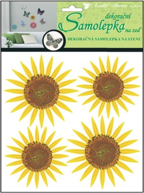 Wall Sticker 3D, 20x20x1 cm, 4 pcs, Sunflowers