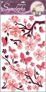 Wall Sticker 60x32 cm, Pink Twig w/Glitter