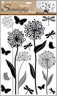 Wall Sticker 41 x 29 cm, Flowers with glitter