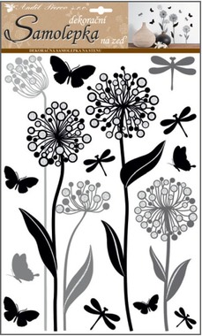 Wall Sticker 41 x 29 cm, Flowers with glitter