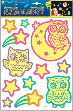 Glow in the dark Stickers 35x28 cm, Owls