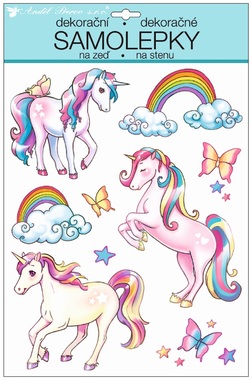 Wall Stickers Unicorns and Butterflies W/Glitters 35 x 27 cm 