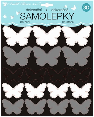 Wall Stickers 3D Silver-Black Butterflies 35 pcs 2 sheets