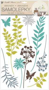 Wall Stickers Colorfull Ferns W/Glitters 50 x32 cm 