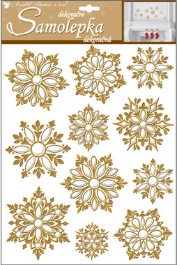Sticker 35 x 27,5 cm, Pop up, Gold Snowflakes 