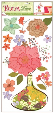 Wall Sticker 69x32 cm, Flowered Vase