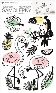 Wall Stickers 24 x 42 cm, Flamingos and Toucan 