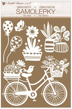 Wall Stickers w/Glitter 27,5 x 41 cm, White Bicycle