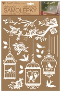 Wall Stickers w/Glitter 27,5 x 41 cm, White Bird Cages