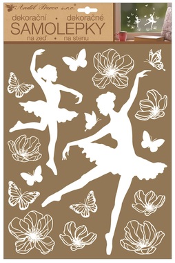 Wall Stickers w/Glitter 27,5 x 41 cm, White Ballet Dancers