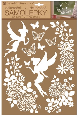 Wall Stickers w/Glitter 27,5 x 41 cm, White Fairies