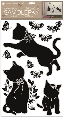 Wall Sticker 60x32 cm, Black Kitten&Glitter&Sequins