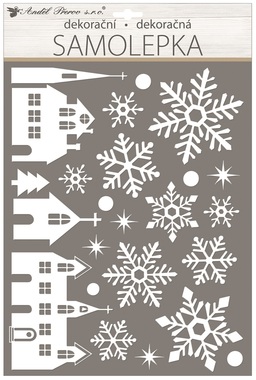 Glitter Sticker 28x41 cm, Town and Snowflakes
