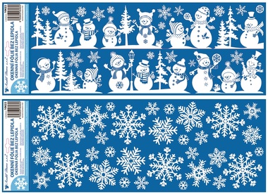 Self-Adhering Glitter Window Decoration 60 x 22,5 cm, Snowflakes&Snowmen