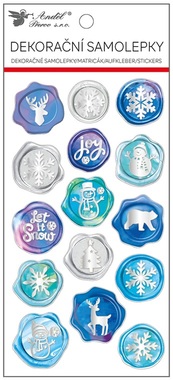 Christmas Seal Stickers with Glitter 10 x 21.5 cm, blue