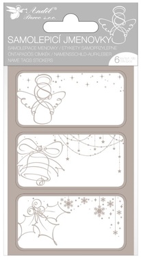 Name Tag Stickers 8 x 16 cm with Silver Hot Stamping, 6 pcs