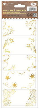 Self-adhesive gift tags 10 x 29,5 cm with gold embossing, 5 pcs.