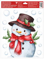 Decorative Window Cling – Snowman with holly in his hat