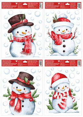 Window Cling with glitter Snowman with scarf 30 x 42 cm