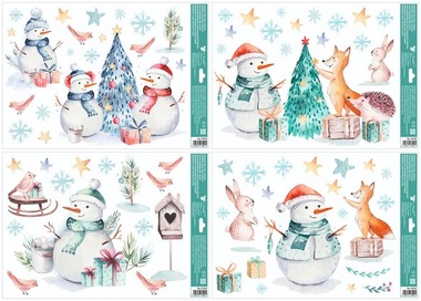 Window Cling with glitter Snowmen for Christmas 42 x 30 cm