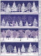 10743 Okenn&iacute; f&oacute;lie s glitry pruh Zasněžen&eacute; Stromy 90 x 29,8 cm-1