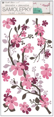 Wall Sticker 69x30 cm, Brown-pink Twig