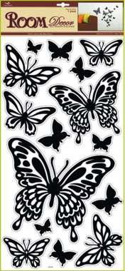 Wall Sticker 69x30 cm, Black Butterflies