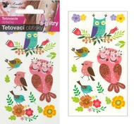 Glitter Tattoo Stickers 10,5x6 cm - Owls