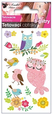 Glitter Tattoo Stickers 10,5x6 cm - Owls